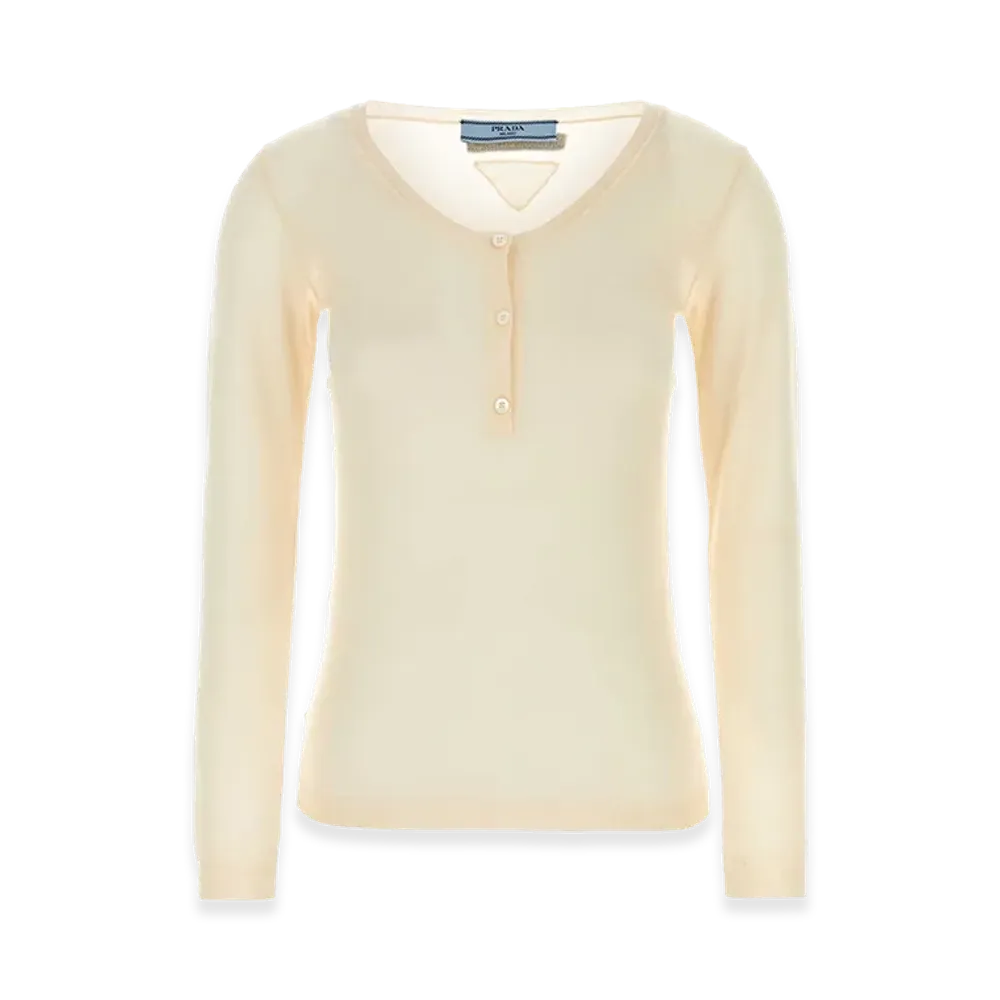 PRADA Women's Skin Cashmere Blend Sweater "Beige"