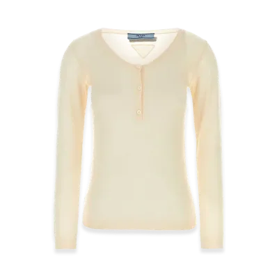 PRADA Women's Skin Cashmere Blend Sweater "Beige"