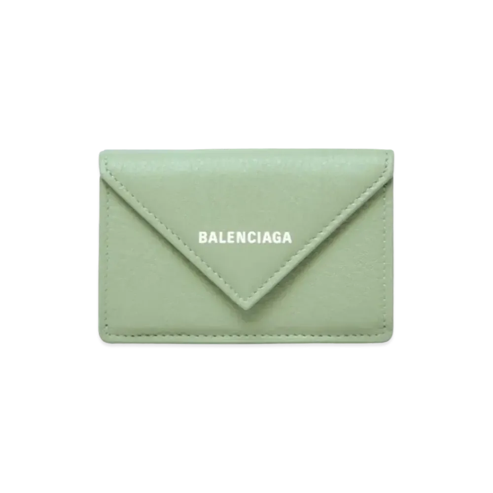 BALENCIAGA Papier Mini Wallet In Smooth Calfskin "Light Green"