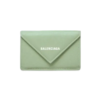 BALENCIAGA Papier Mini Wallet In Smooth Calfskin "Light Green"