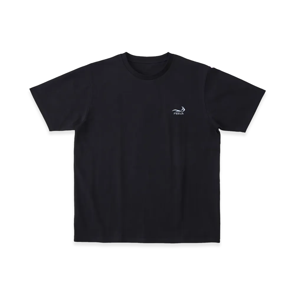 FEELS. One Point Logo Stitch T-Shirt "Black/Light Blue"