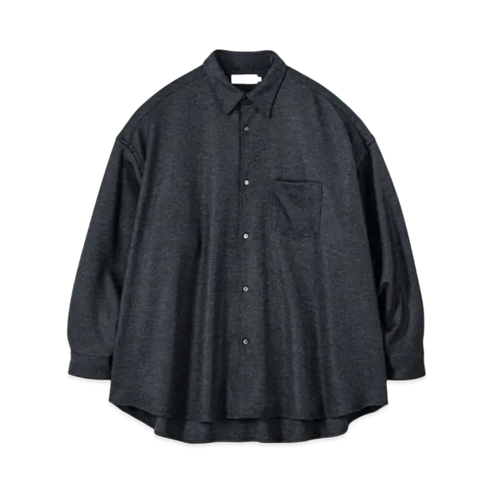 Graphpaper Wool Smooth Flannel Oversized Regular Collar Shirt "Grey"