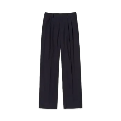 AURALEE Hard Twist Wool Dobby Slacks "Dark Navy"