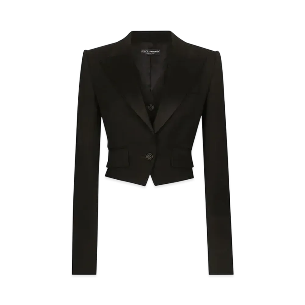 DOLCE&GABBANA Short Wool Gabardine Jacket With Vest "Black"