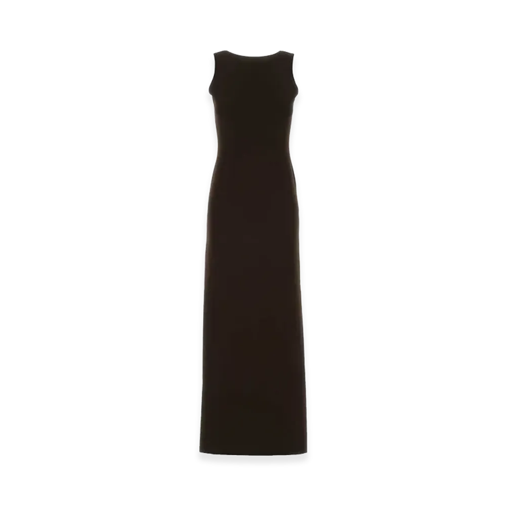 GUCCI Women's Chocolate Stretch Viscose Blend Dress "Brown"