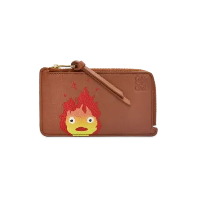 LOEWE x Howl's Moving Castle Calcifer Coin Cardholder In Classic Calfskin "Rust"