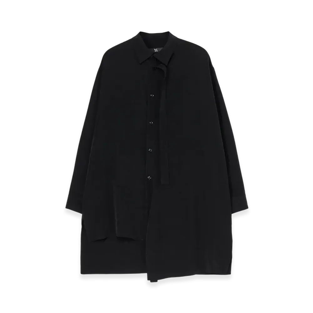 Y's Crepe De Chine Front Placket Blouse "Black"