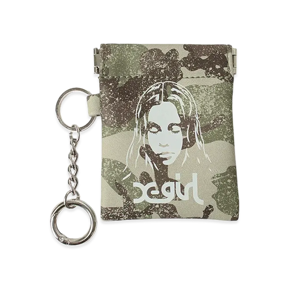 X-Girl Women's Face Mini Pouch Keyring "Camo"