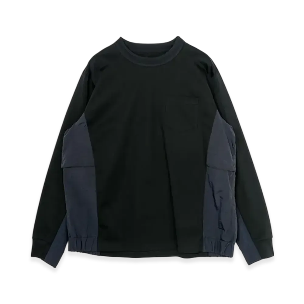 sacai Taslan Nylon x Cotton Jersey L/S T-Shirt "Black"