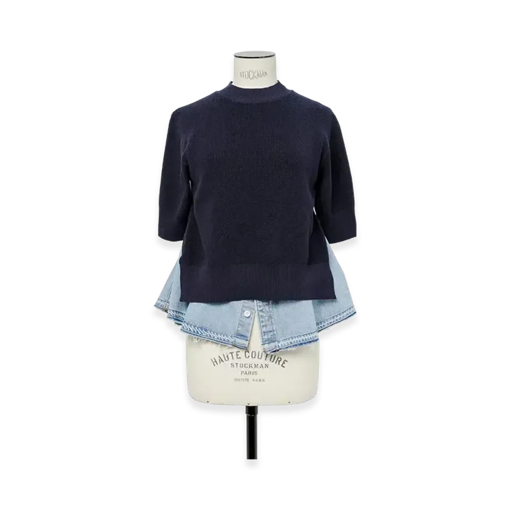 sacai Denim x Knit Pullover "Navy/Light Blue"
