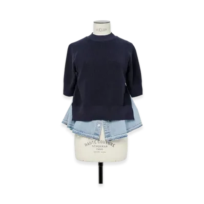 sacai Denim x Knit Pullover "Navy/Light Blue"