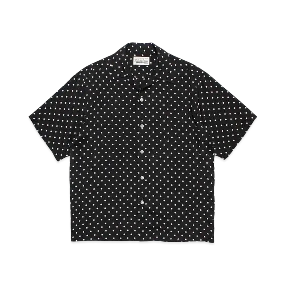 WACKO MARIA Small Dots Open Collar Shirt "Black"