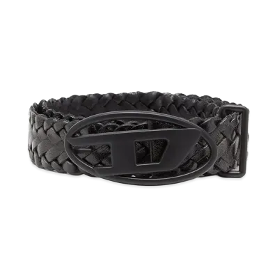 Diesel Belt In Leather With Logo Buckle "Black"