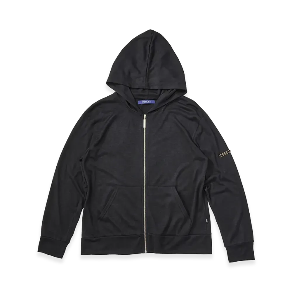 FEELS. Rayon Zip Up Hoodie "Black"
