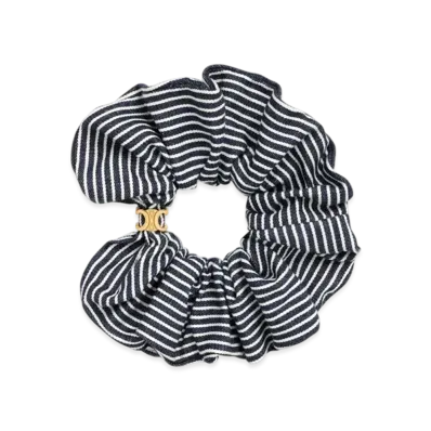 CELINE Scrunchy Stripes in Cotton and Brass "Gold/Blue/White"