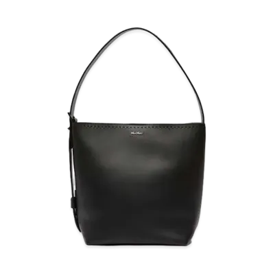 Max Mara Archetipo Calf Leather Shopping Bag "Black"