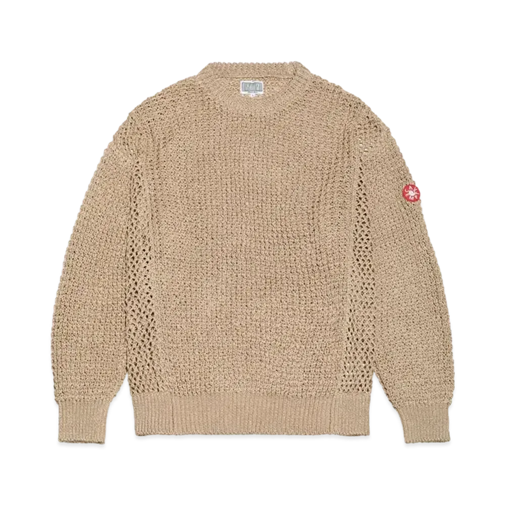 Cav Empt (C.E) SIDE MESH LOOSE WAFFLE KNIT "Beige"