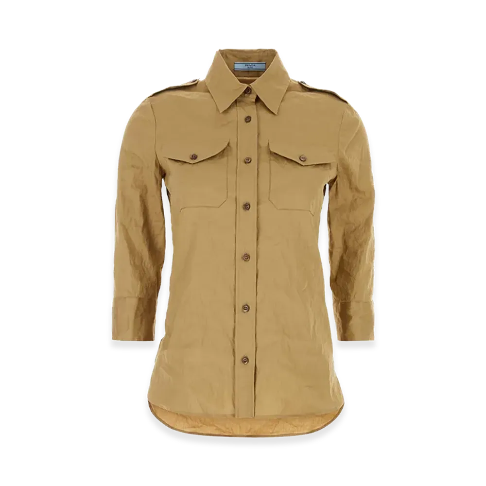 PRADA Women's Stretch Poplin Shirt "Camel"