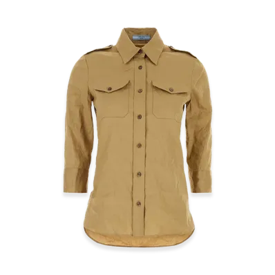 PRADA Women's Stretch Poplin Shirt "Camel"