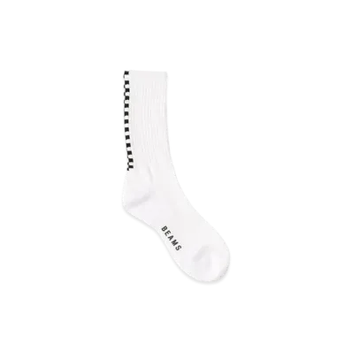 BEAMS Check Line Socks "White"