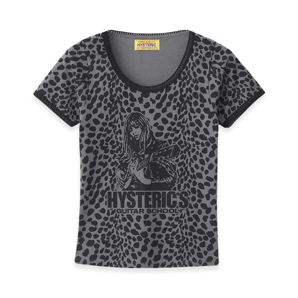 HYSTERIC GLAMOUR Hysteric's Guitar School Patterned Mini T-Shirt "Charcoal Gray"