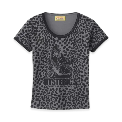 HYSTERIC GLAMOUR Hysteric's Guitar School Patterned Mini T-Shirt "Charcoal Gray"