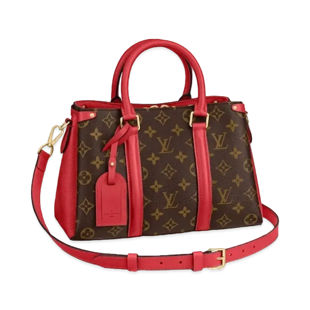 Louis Vuitton Monogram Canvas/Colored Leather Soufflot NV BB "Cerise"