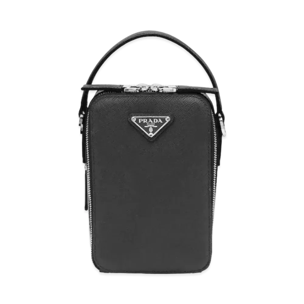 PRADA Brique Saffiano Leather Bag "Black"
