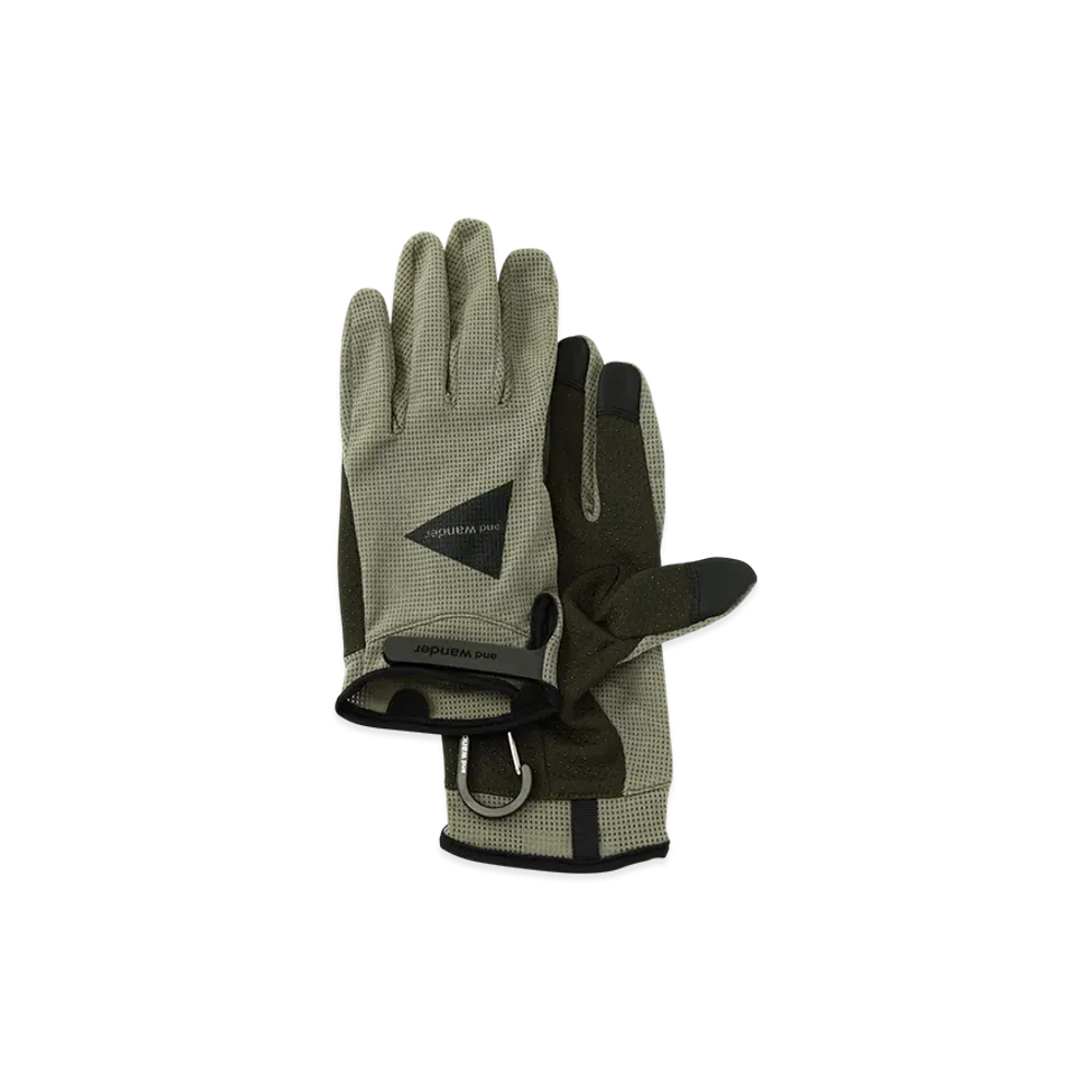 and wander Stretch Mesh Glove "Khaki"