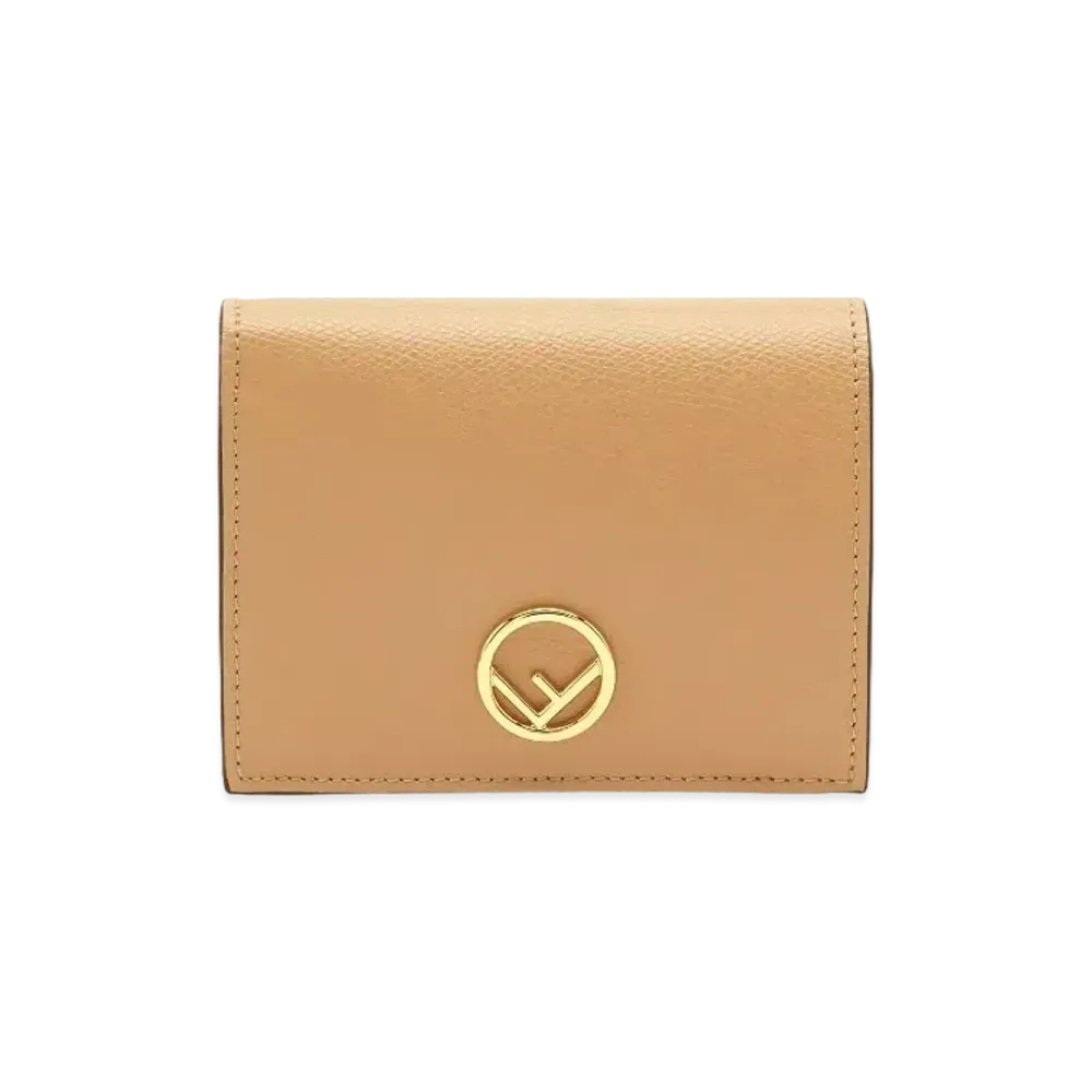 FENDI Two-Fold Wallet Leather Compact Wallet "Beige"