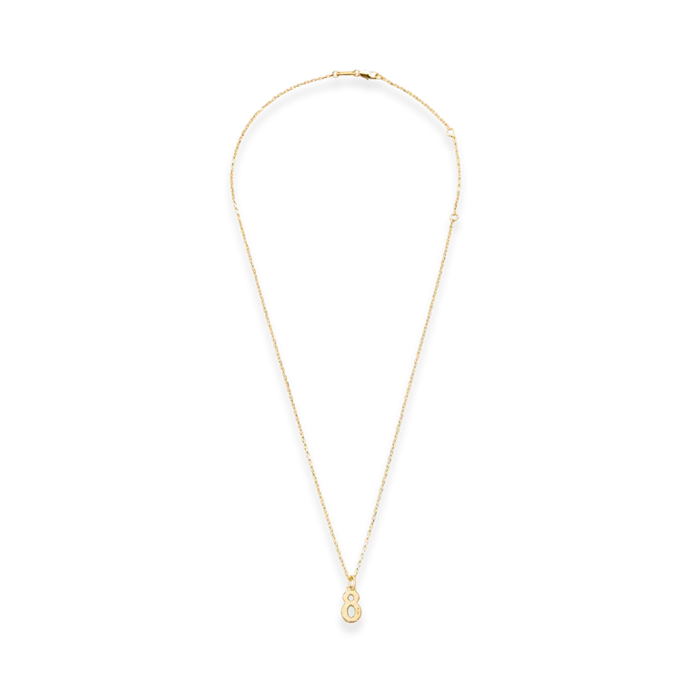 AMI PARIS Brass Hammered 8 Pendant Necklace "Gold"