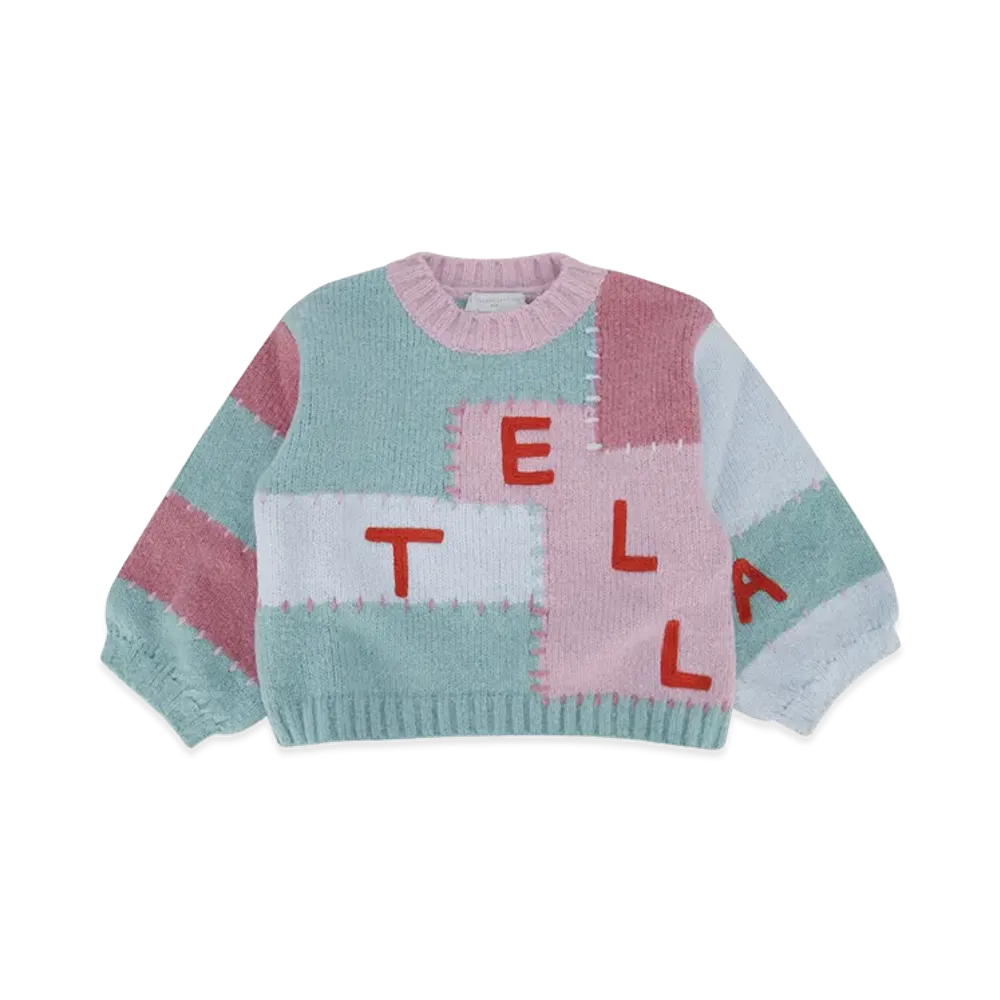 STELLA McCARTNEY Kids Logo Embroidered Balloon-Sleeve Sweater "Colourful"