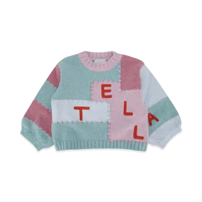 STELLA McCARTNEY Kids Logo Embroidered Balloon-Sleeve Sweater "Colourful"