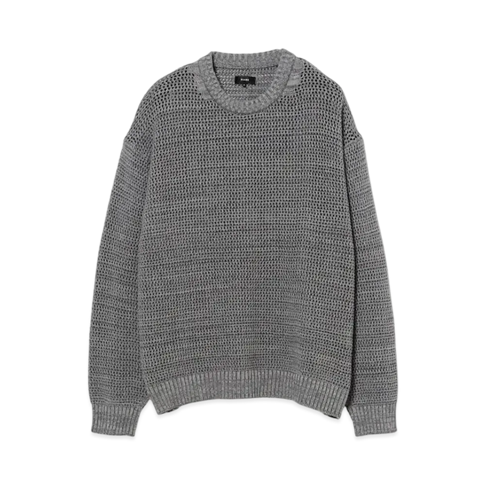 BEAMS Heathered Mesh Crew Neck Knit "Gray"