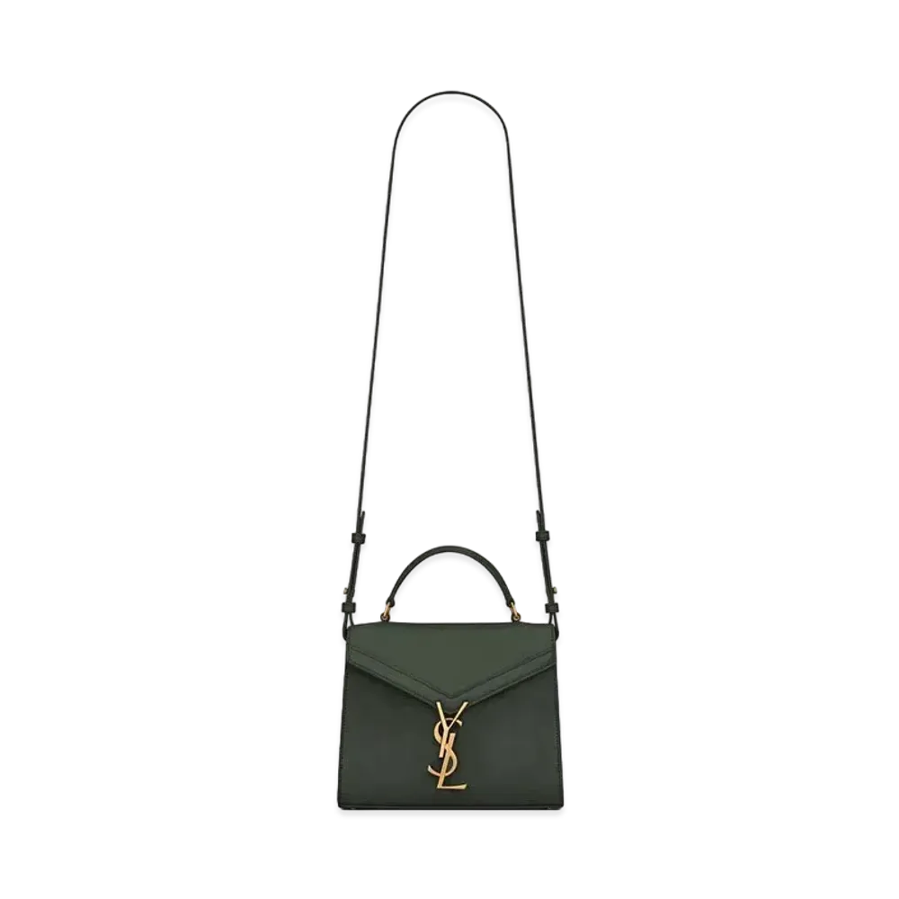 Saint Laurent Cassandra Mini Top Handle Bag In Box Saint Laurent Leather And Suede "Dark Green"