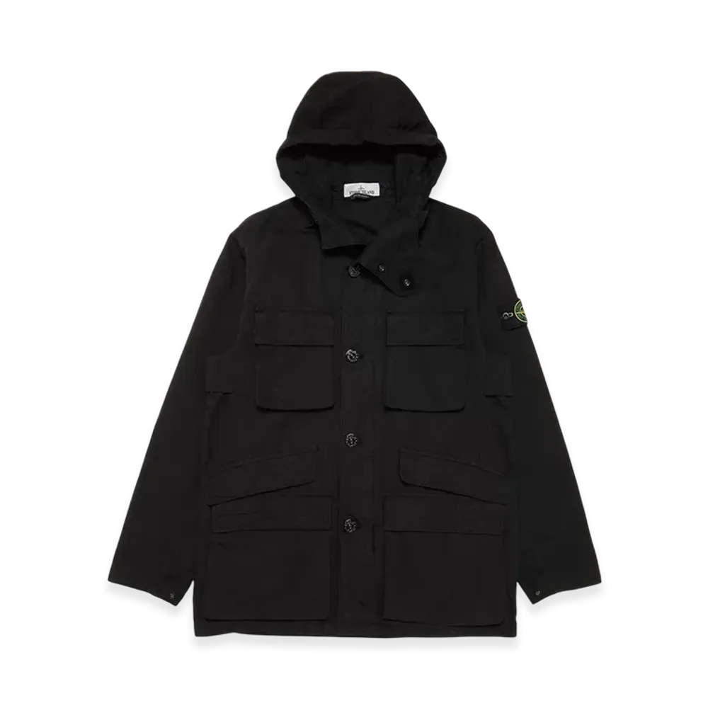 Stone Island 42306 Tela Cotone Lino Fiammato TC Garment Dyed Field Jacket - 22SS "Black"