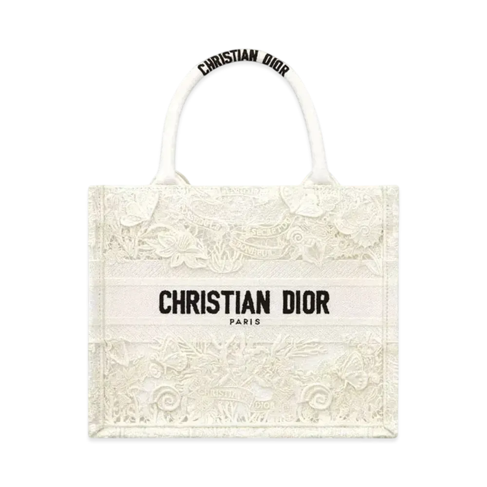 Dior Book Tote Bag Small Dior Cabinet de la Mer Embroidery (26.5 x 22 x 14cm) "Latte"