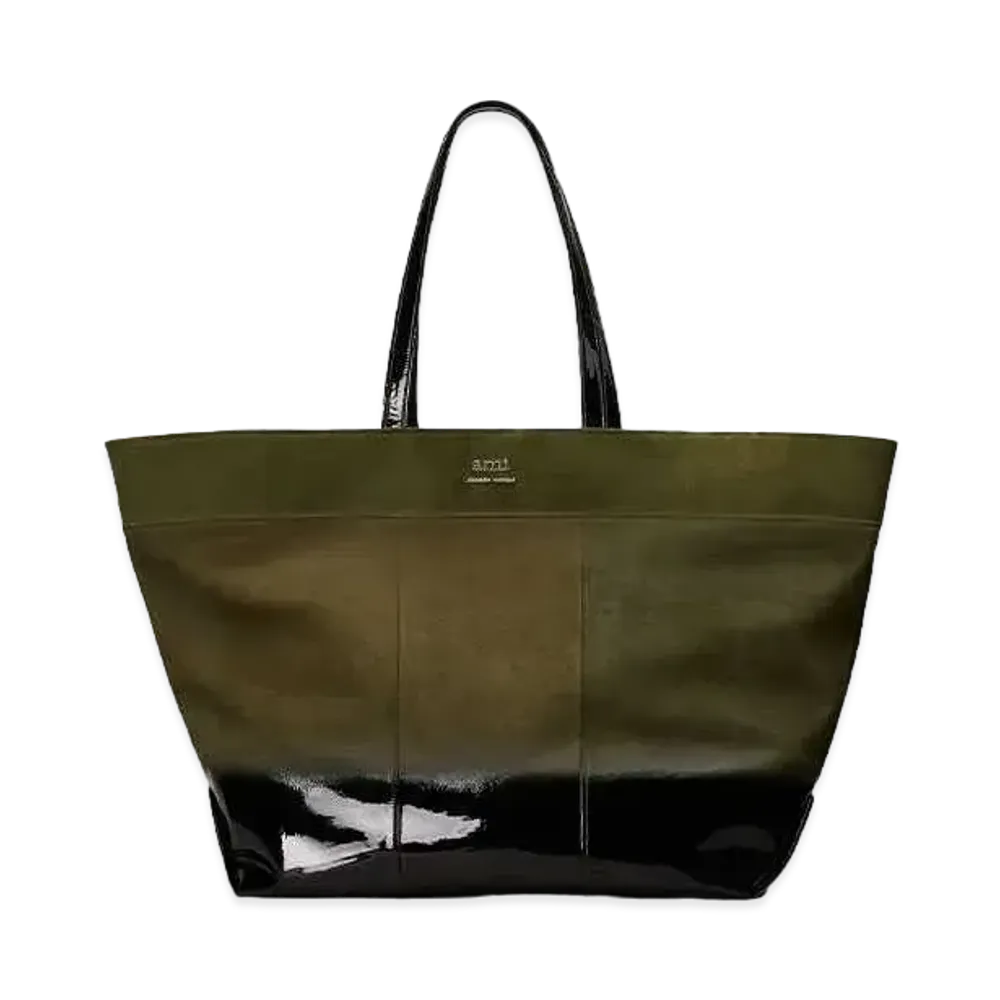 AMI PARIS East West Ami Maxi Shopping Bag "Dark Olive Green"