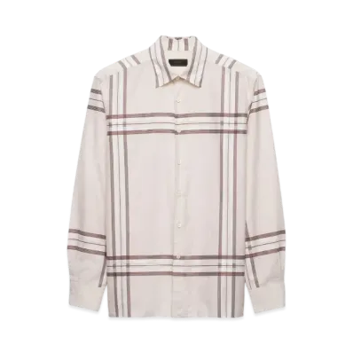PRADA Men's Checked Cotton Shirt "Natural"
