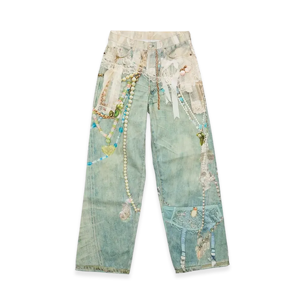 Acne Studios Loose Fit Jeans - 1981 Regular "White/Green"