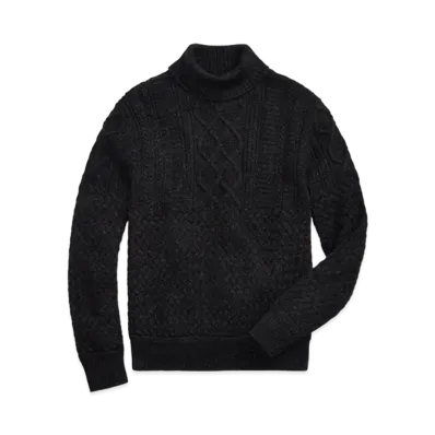 RRL Ralph Lauren Cotton Wool Mock Neck Sweater "Black"