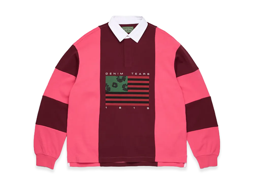 DENIM TEARS Cotton Wreath Pan-African Flag Rugby "Pink/Brown"