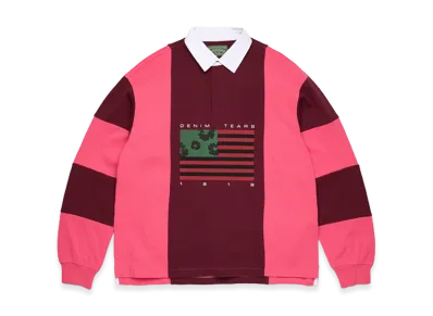 DENIM TEARS Cotton Wreath Pan-African Flag Rugby "Pink/Brown"