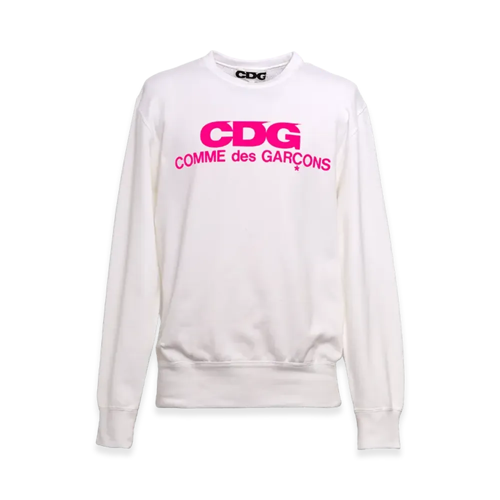 COMME des GARCONS CDG Crew Neck Sweatshirt (Pink Logo) "White"