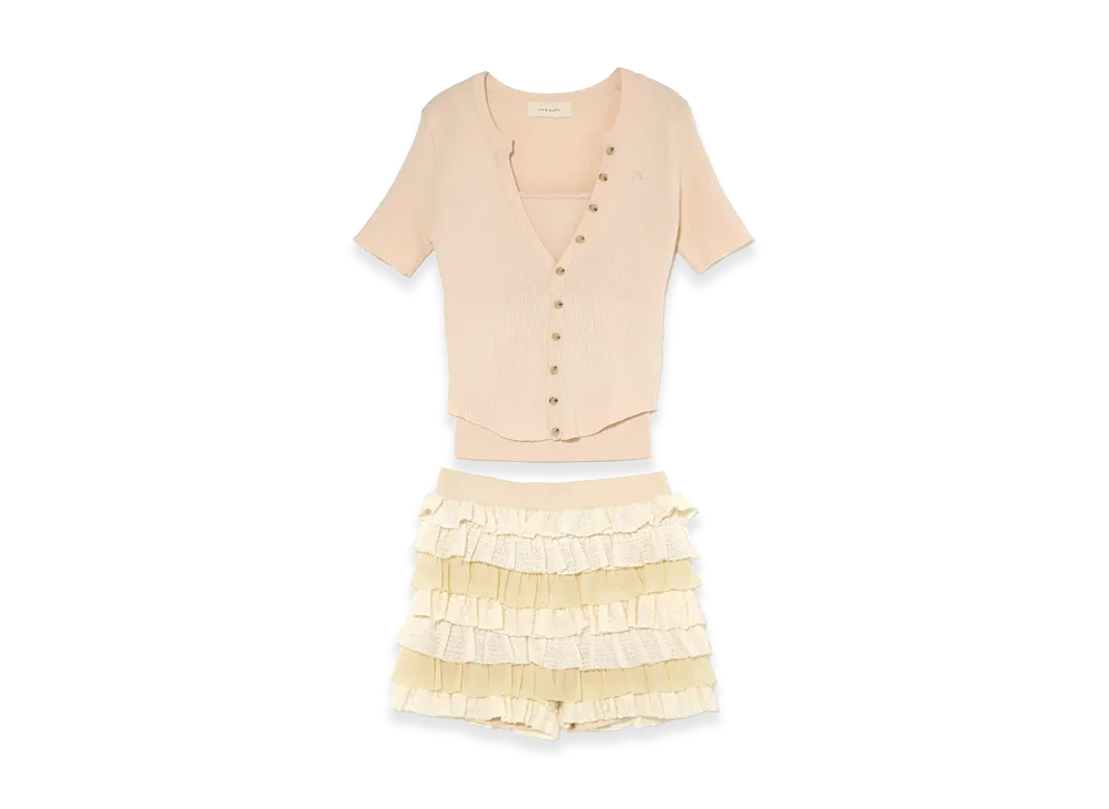 ANDMARY Women's Sui Frill Pants Set Up "Pink"