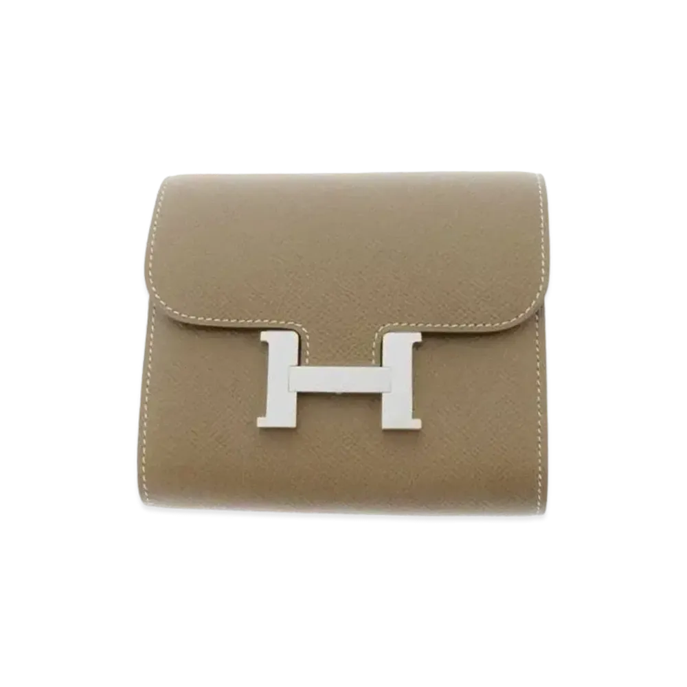 HERMES Epsom Leather Constance Compact Wallet "Etoupe"