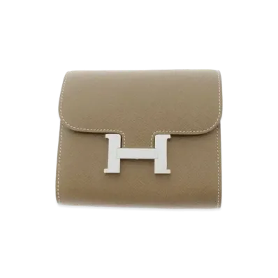HERMES Epsom Leather Constance Compact Wallet "Etoupe"