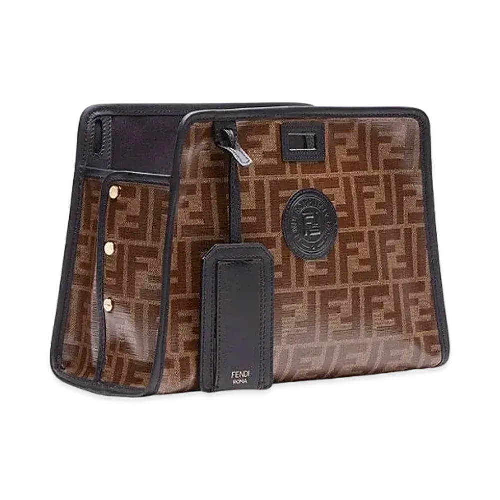 FENDI Small Peekaboo Defender Fabric Pea Caboo Cover "Brown"