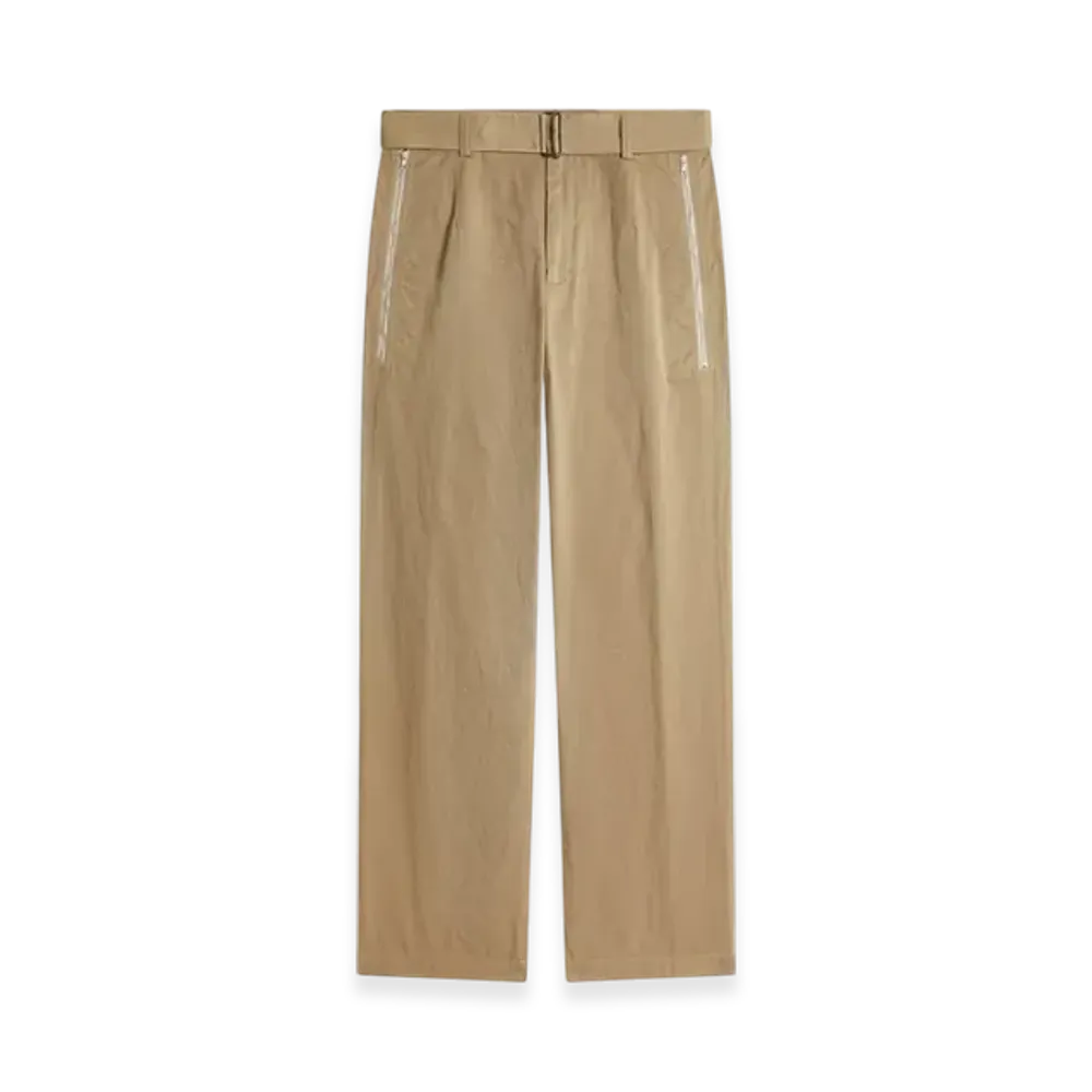 DRIES VAN NOTEN Straight Belted Pants "Sand"