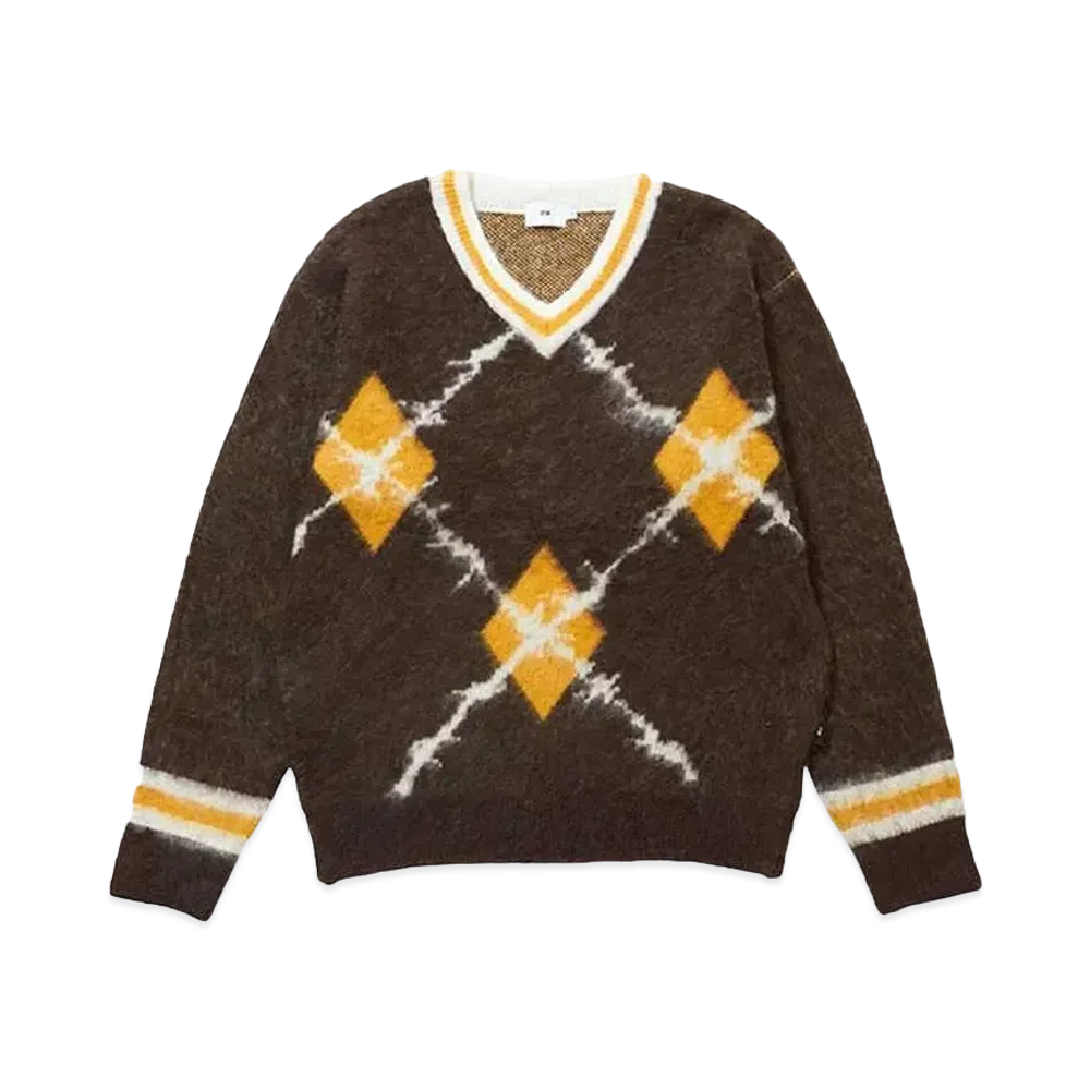 FTW ARGYLE V NECK KNIT "BROWN"